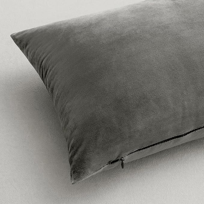 MIULEE Velvet Throw Pillow Covers 18x18 Inch, Pack of 2 - Grey, Super Soft Decorative Square Cushion Cases Modern Luxury Home Decor for Sofa, Couch, Bed, Bedroom Livingroom