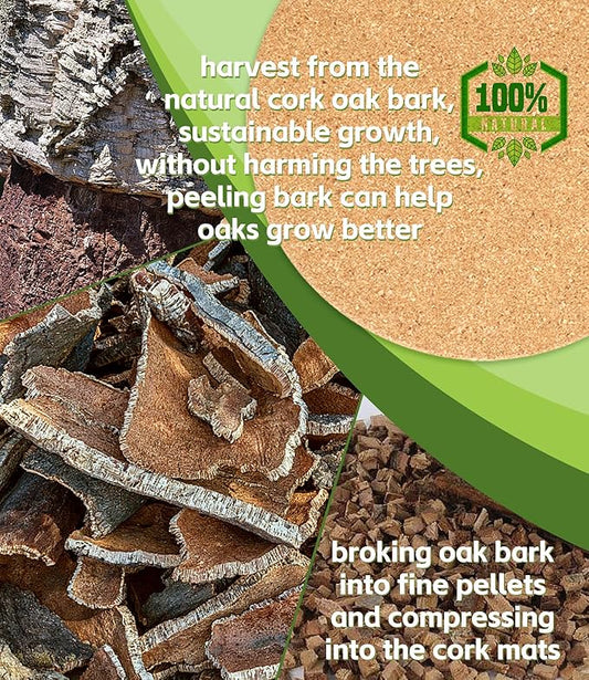 Cork Plant Coasters, Double Layers Hard Thick Planter Coaster, 12 Inch Absorbent Mats, Cork Trivets for Hot Dishes, Coasters for House Plants, 2 Pcs