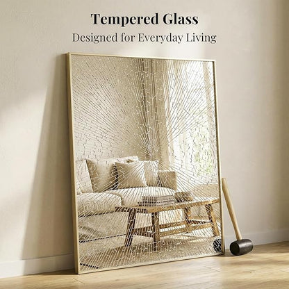 40"x30" Gold Wall Mirror, Metal Framed Bathroom Vanity Mirror, Large Rectangular Mirror for Fireplace Mantle, Transitional Decor, Flush Mount