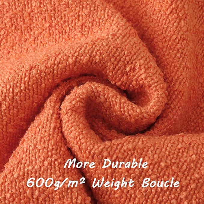FUTEI Pack of 2 Orange Decorative Throw Pillow Covers 18x18 Inch Soft Cozy Solid Boucle Textured Cushion Case,Modern Home Decor for Couch Bed Living Room