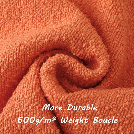FUTEI Pack of 2 Orange Decorative Throw Pillow Covers 18x18 Inch Soft Cozy Solid Boucle Textured Cushion Case,Modern Home Decor for Couch Bed Living Room