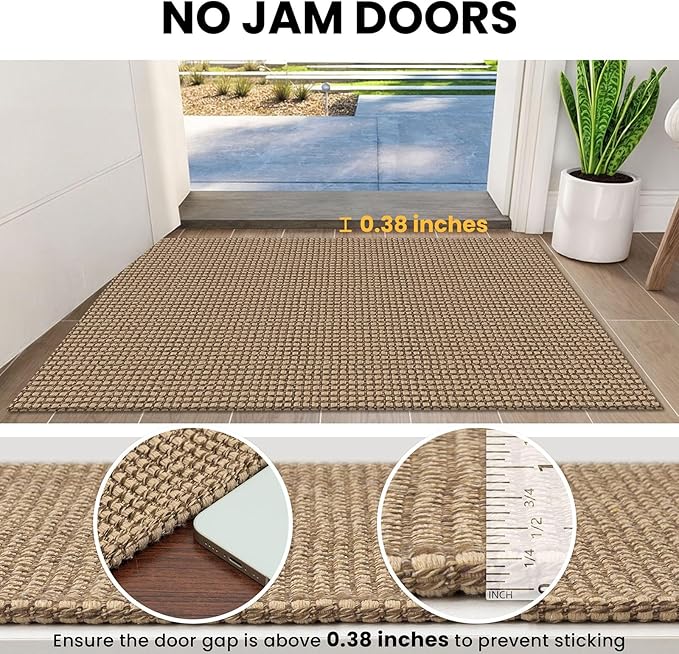 IOHOUZE Washable Runner Rug 2x7 Non Slip Rubber Backed Runners for Hallways Entryway Runner Indoor, Kitchen Rugs Woven Cotton Floor Carpet for Hall Entrance Bedroom, Orange/Tan/Brown