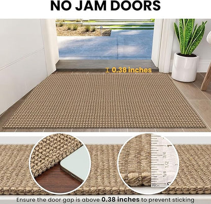 IOHOUZE Small Area Rug 2x3 Washable Woven Rugs for Entryway Non Slip Rubber Backed Kitchen Rugs Indoor Outdoor Doormat Throw Rug Floor Carpet for Entrance Front Door, Orange/Tan/Brown