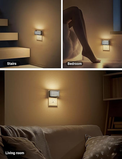 JandCase LED Night Light, [4 Pack]Night Lights Plug into Wall with Dusk to Dawn Sensor, Dimmable Plug in Night Light, Adjustable Brightness, 3000K Soft White Nightlight for Bedroom Bathroom Hallway