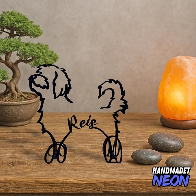 Personalized Havanese Dog Minimalist Sculpture, Custom Dogs Name Metal Desk Decor, Decorative Home Aesthetic Table Sign Gifts for Officer, Friends, Animal Lover, Kids, Mom, Dad