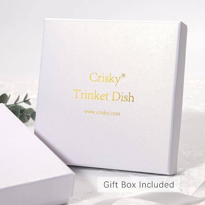 Crisky Initial Jewelry Tray Ring Dish & Gift Box, Ceramic Flower Trinket Dish for Rings Earrings Necklaces Keys, Bridal Shower Engagement Birthday Gift for Women, Friends 4.57" (Gold Foil O