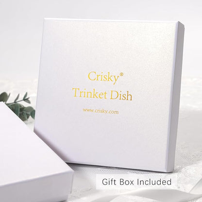 Crisky Initial Jewelry Tray Ring Dish & Gift Box, Ceramic Flower Trinket Dish for Rings Earrings Necklaces Keys, Bridal Shower Engagement Birthday Gift for Women, Friends 4.57" (Gold Foil Y