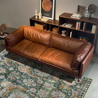 RUGSURE Washable Area Rugs - Perfect for Living Room, Bedroom, Kids Room, Nursery - Stain & Water Resistant Non-Slip, Pet & Child Friendly, Vintage Tribal Area Rugs (Green, 6' x 9')