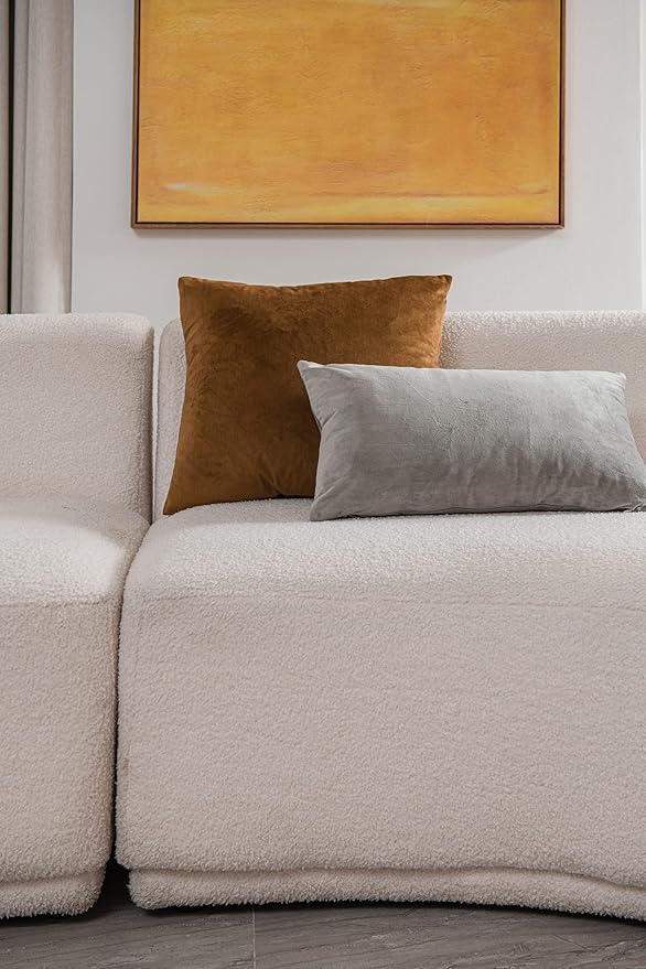 26x26 Euro Pillow Covers : 2 Pack Cozy Soft Velvet Oversized Couch Pillow Shams, Square Throw Pillow Cases for Living Room Sofa, Golden Brown