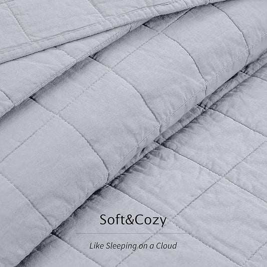 100% Cotton Quilt Sets Oversized King Size - Soft Lightweight Quilt for Bed Bedding Set for Bedroom Decor-Bedspread in Geometric Pattern with 2 Pillow Shams for All Season, 120x120 inches