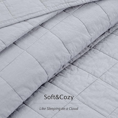 100% Cotton Quilt Sets Queen Size- Soft Lightweight Quilt Bedding Set for Bedroom Decor- Bedspread in Geometric Pattern with 2 Pillow Shams for All Season, 90x98 inches