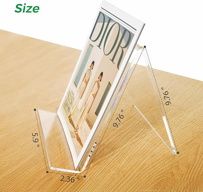 Acrylic Book Stand, Book Display Holder 6 x 9, Clear Acrylic Display Easel Transparent Display Stand Holder Tablet Holder for Album, CD, Magazine, Picture, Plate, Artworks, Phone, (2-Pack)
