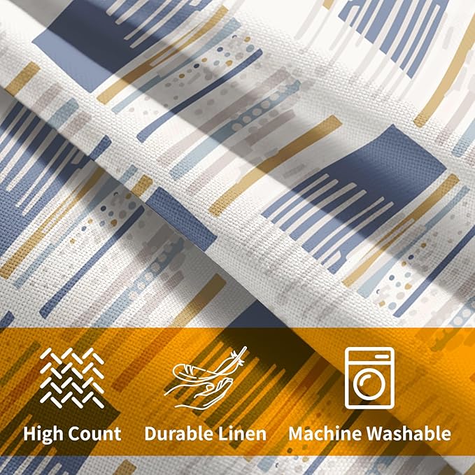 Blue Yellow Striped Pillow Covers 18x18 Set of 2 Beige Print Pattern Neutral Decorative Outdoor Boho Pillowcases with Zipper Rustic Farmhouse Decorations Throw Cushion Cover Decor for Couch Sofa Bed