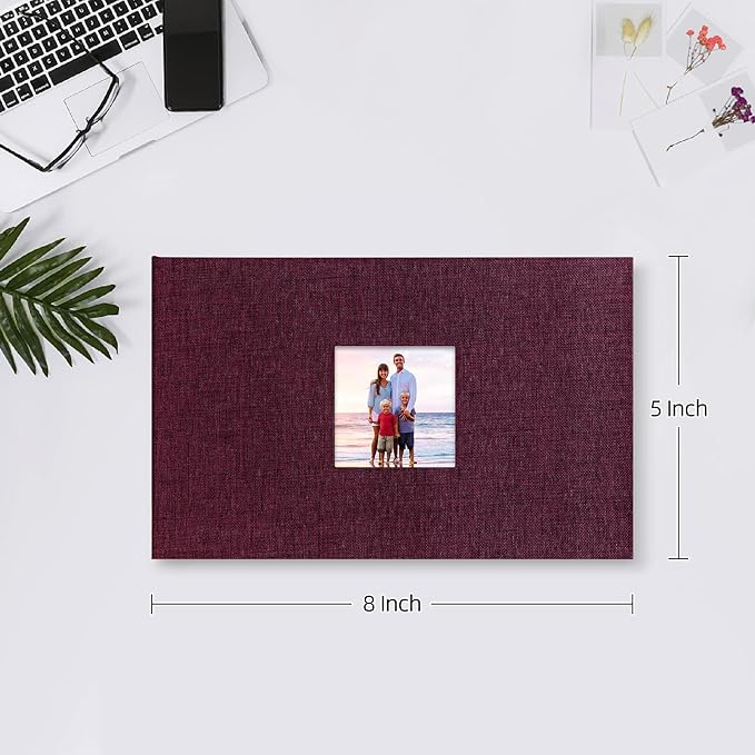 Mublalbum Small Photo Album 4x6 100 Photos Linen Cover Picture Book with Horizontal Pockets for Wedding Family Anniversary and Baby (Purple)