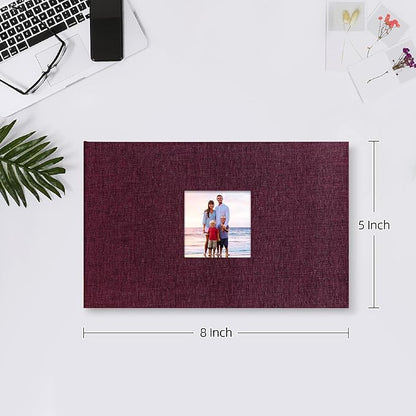 Mublalbum Small Photo Album 4x6 100 Photos Linen Cover Picture Book with Horizontal Pockets for Wedding Family Anniversary and Baby (Purple)