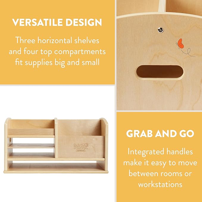 Back2School Express DeskCaddy Tabletop Storage Center, Desk Organizer, Natural