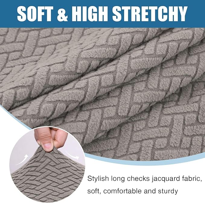 Smiry Waterproof Couch Cushion Covers, Stretch Jacquard Thick Sofa Cushion Covers, Washable Seat Slipcover Elastic Furniture Protector for Pets, Kid (2PC, Taupe)