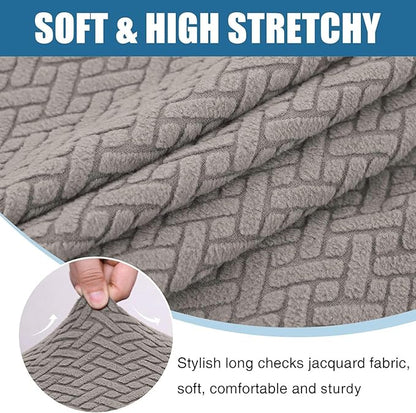 Smiry Waterproof Couch Cushion Covers, Stretch Jacquard Thick Sofa Cushion Covers, Washable Seat Slipcover Elastic Furniture Protector for Pets, Kid (2PC, Taupe)