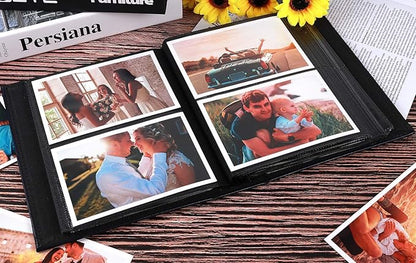 RECUTMS 4x6 Wedding Photo Album - Premium Leather Cover Couple Anniversary Family Baby School Graduation Photo Book (Beige)