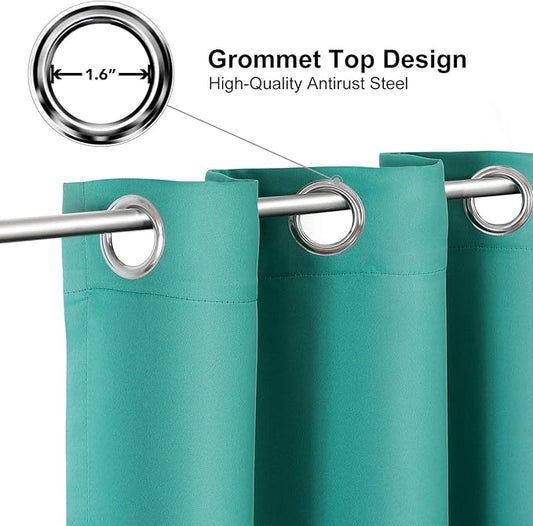 ChrisDowa Grommet Room Darkening Curtains for Bedroom and Living Room - 2 Panels Set Thermal Insulated Blackout Curtains (Teal, 42W x 84L)