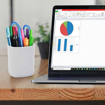 Acrimet Jumbo Pencil Holder, Pen Cup, Caddy Super-Sized Desktop Organizer for Students, Artists and Professionals (Plastic) (White Color)