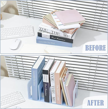 BAYTORY 2Pcs Acrylic File Holder Purse Organizer, Sturdy Desktop File Sorter Organizer, Binder Shelf for Office Desk Kitchen Shelf Closet (Blue)
