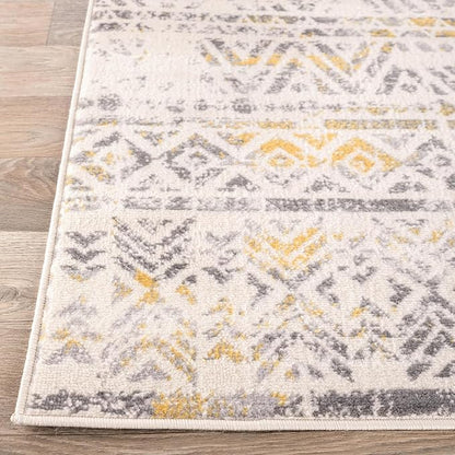 Rugshop Geometric Boho Perfect for high Traffic Areas of Your Living Room,Bedroom,Home Office,Kitchen Area Rug 7'10" x 10' Yellow