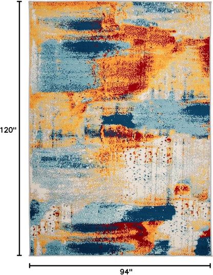 Rugshop Sky Collection Abstract Area Rug, Fade-Resistant Carpet for Open Living Areas or Bedroom,Living Room,Dining Room 7'10" x 10'