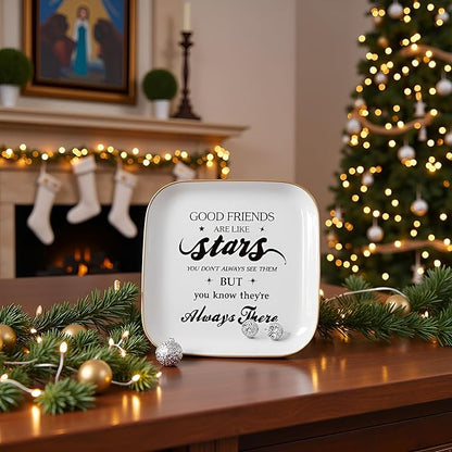 Christian Jewelry Dish Gifts for Women,Personalized Confirmation Jewelry Tray Gifts for Teen Girls，Baptism Gifts for Girl with Bible Verse for Birthdays Christmas (Good Friends)