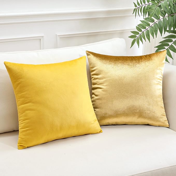 Artscope Luxury Velvet Pillow Covers Super Soft Decorative Rectangle Throw Pillow Covers Case Cushion Covers for Sofa Couch Bedroom Car Decor 16x16 Inch Shimmery Gold
