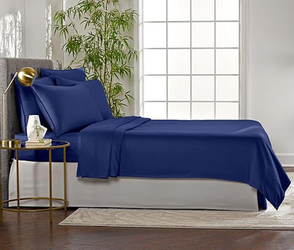 Pure Bamboo Full Sheets, Genuine 100% Organic Viscose Derived from Bamboo Bed Sheet Set, Luxuriously Soft & Cooling, Double Stitching, 2 Year Quality Promise (Full, Cobalt Blue)