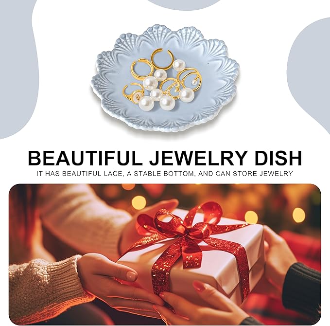 Ceramic Jewelry Dish, Decorative Tray for Rings Earrings Necklaces Bracelet Watch Keys, 4.50" Trinket Tray as Gifts for Women (Antique Shell)