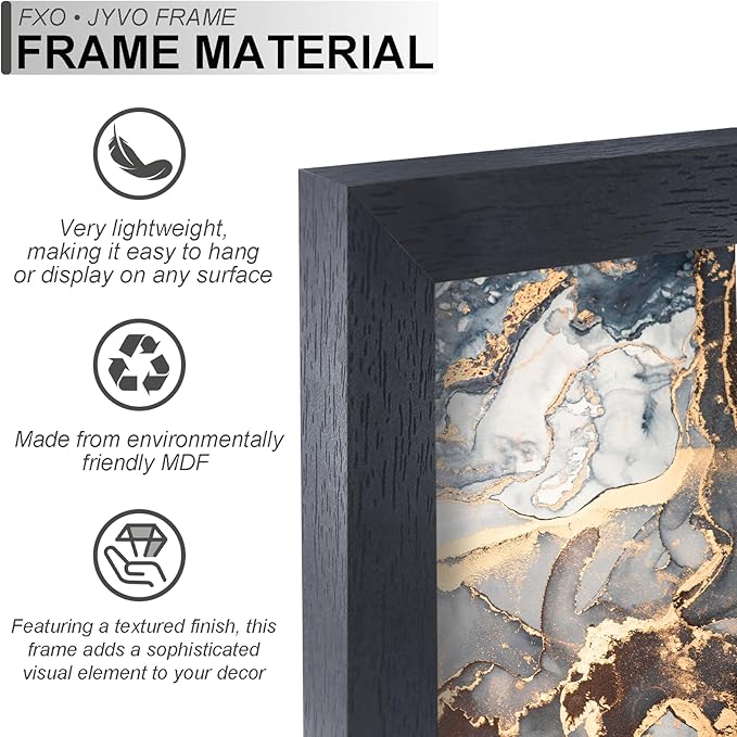 Engineered Wood 5x10 Picture Frame Set of 6, Black Frame for 5 x 10 Inch Picture Poster Photo, Light Weight 5 by 10 Frame with Wood-grain for Wall - 6 Pack/Black/5"x10"