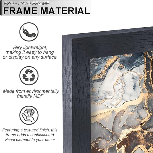 Engineered Wood 8x20 Picture Frame Set of 3, Black Frame for 8 x 20 Inch Picture Poster Photo, Light Weight 8 by 20 Frame with Wood-grain for Wall - 3 Pack/Black/8"x20"