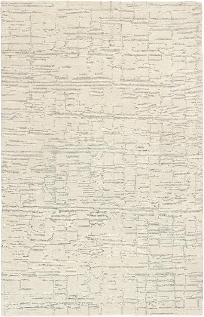 TOWN & COUNTRY LUXE Remi Abstract Line Art Handcrafted 100% Wool Area Rug, Beige/Blue, 9"x12"