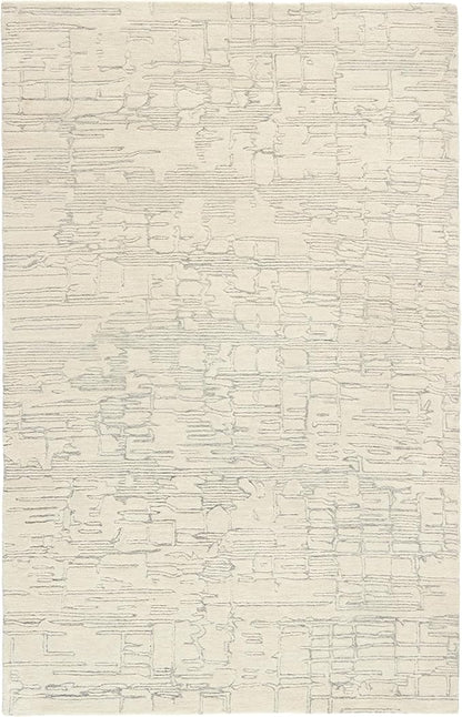 TOWN & COUNTRY LUXE Remi Abstract Line Art Handcrafted 100% Wool Area Rug, Beige/Blue, 6"x9"