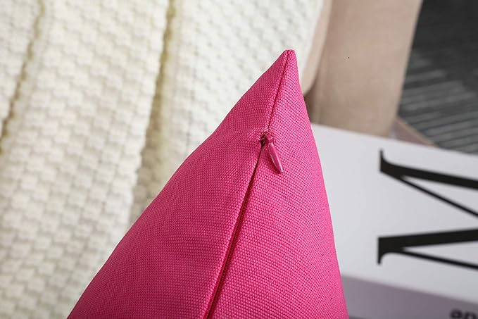 TangDepot Handmade Decorative Solid 100% Cotton Canvas Throw Pillow Covers/Pillow Shams, (22" x22" , Hot Pink, 1 Count (Pack of 1))