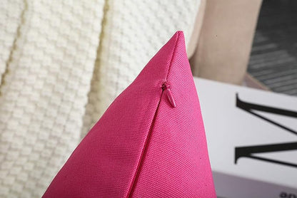 TangDepot Handmade Decorative Solid 100% Cotton Canvas Throw Pillow Covers/Pillow Shams, (12"x18", Hot Pink), 1 Count (Pack of 1)