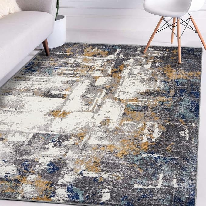 LUXE WEAVERS Hampstead Abstract Collection Gray 6x9 Area Rug 49