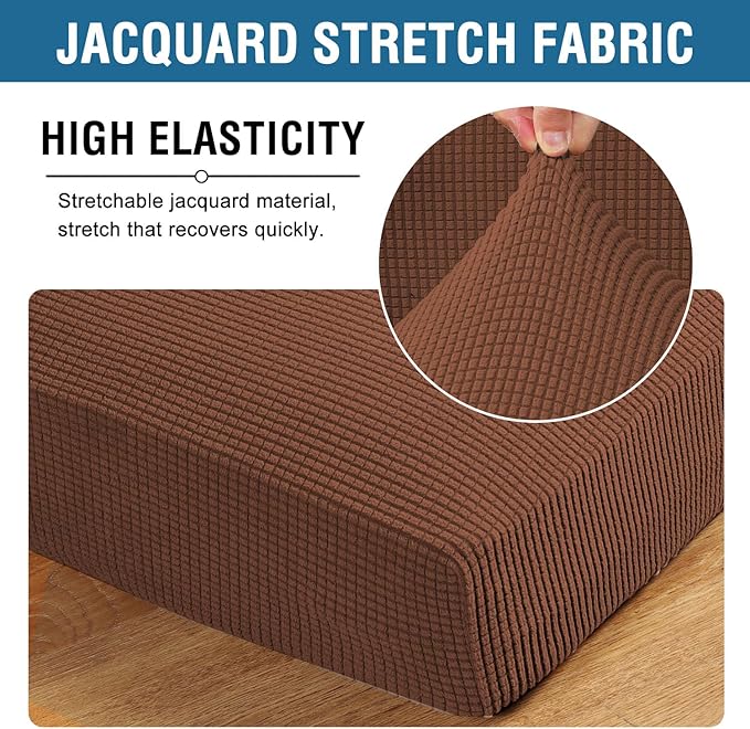 H.VERSAILTEX High Stretch Couch Cushion Covers,Chair Sofa Seat Slipcovers Couch Cushion Cover Stretch Furniture Protector for Kids, Pets(2 Packs Cushion Loveseat Covers, Caramel)