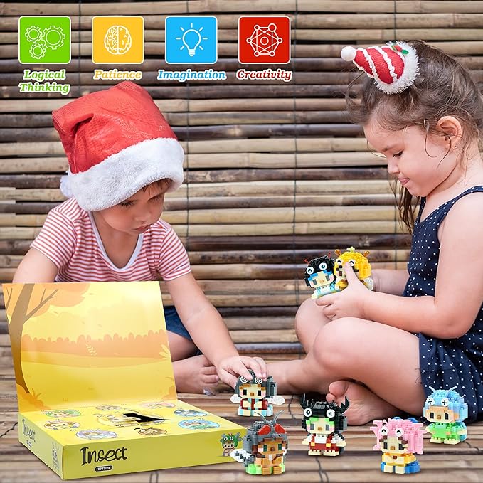 12 Days Advent Calendar 2025 Kids, 12 Packs Insects Building Blocks Set, Advent Calendar 2025 Boys for 6+ Years Old, Christmas Gifts for Girls and Boys, Party Favors (Insect)