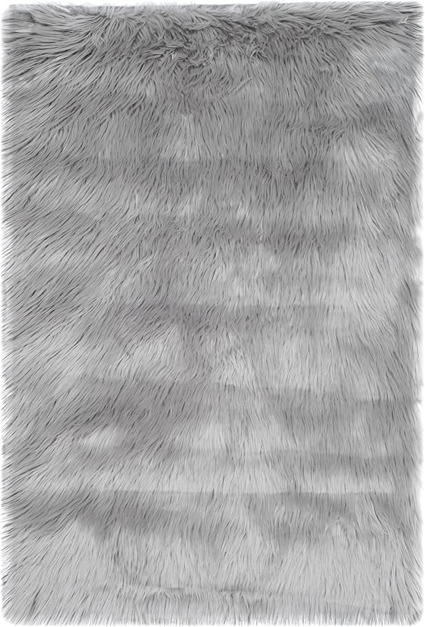 SAFAVIEH Faux Sheep Skin Collection 2' x 3' Grey FSS235D Silken Glam 2.35-inch Thick Accent Rug