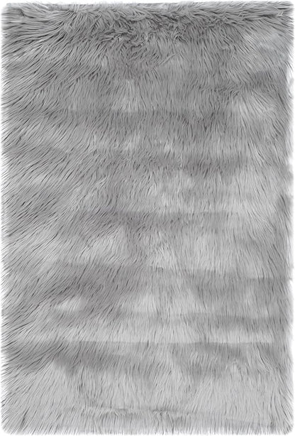 SAFAVIEH Faux Sheep Skin Collection 2' x 3' Grey FSS235D Silken Glam 2.35-inch Thick Accent Rug