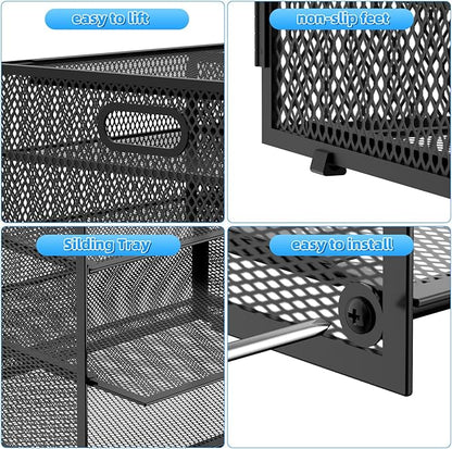 Lavatino 14 Compartments Paper Organizer for Desk, Mesh Literature Organizer, Mail File Sorter Tray with Handle, Desktop Mailbox for Office Classroom Home, Black