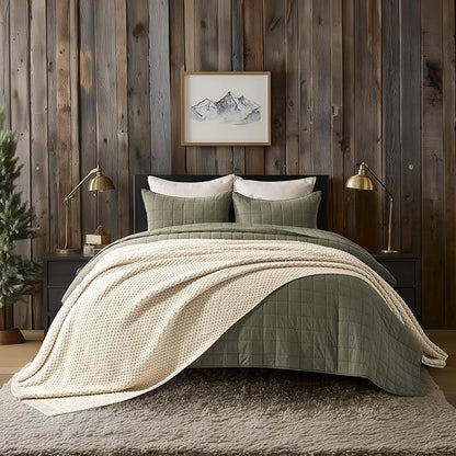 EVERGRACEHOME Chunky Chenille Knit Throw Blanket for Couch, Soft Luxurious Oversized Queen Moss Stitch Blanket for Bed, Large Cozy Farmhouse Knitted Throw for Sofa, Beige, 90" x 90"