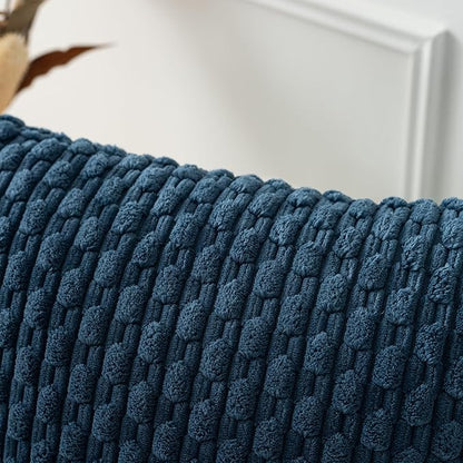 Kevin Textile Euro Sham Pillow Covers 28x28 Inch 2 Packs Soft Boho Striped Corduroy Decorative Throw Pillows for Living Room Couch Bed Sofa Rustic Farmhouse Home Decor 71x71cm Blue