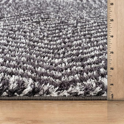 Rugshop Geometric Diamond Stripe Shag Runner Rug Anthracite Dark Gray 2' 3" x 8' Perfect for Hallways, Kitchens, or Behind The Sofa
