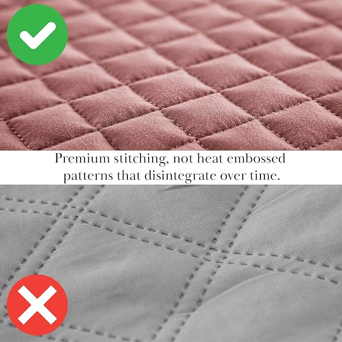 Southshore Fine Living, Inc. Twin XL Quilt Set with Pillow Sham, Quilted Twin Bedspread, Coverlet, Oversized Bed Quilt for Full Coverage, Soft and Comfy, Easy Care, Machine Washable, Marsala