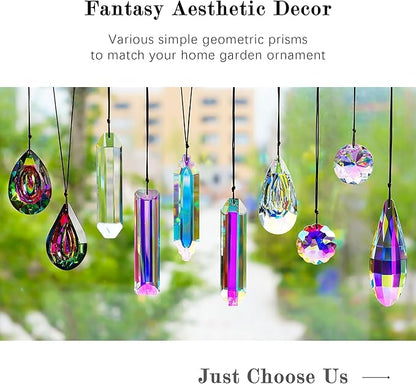 HDCRYSTALGIFTS 3 Pack 5" Large Crystal Sun Catcher Prisms for Windows, AB Colored Suncatcher Crystals Window Indoor Hanging Rainbow Maker Prisms for Home Garden Christmas Tree Decor