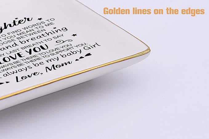Topthink You Will Always Be My Baby Gir – Daughter Gifts from Mom or Dad-Birthday Graduation Christmas Gifts for Daughter–Ceramic Jewelry Holder Ring Dish Trinket Tray